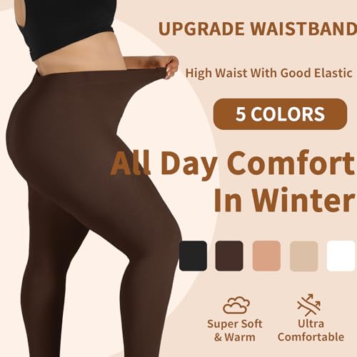 Image of DancMolly Plus Size Fleece Lined Tights Winter Warm Womens Tights, High Waisted Opaque Pantyhose