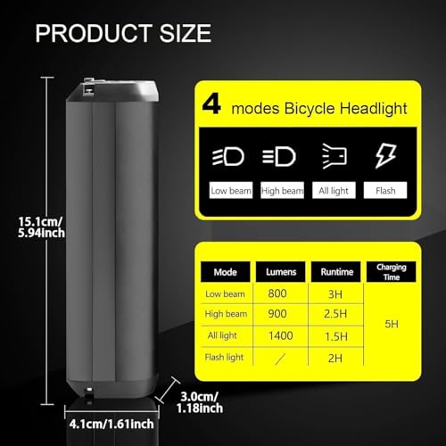 Image of Lista Super Bright Bicycle Front Light Bicycle Lights Front 2600Lumen Bike Light USBType C Rechargeable Waterproof Flashlight for Cycling Road MTB Lamp LED (6led, 6led)