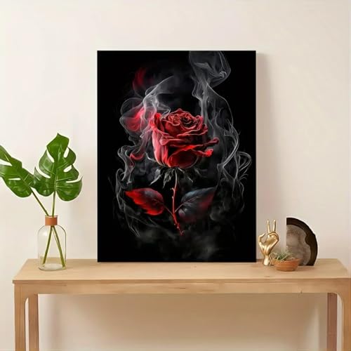 Toile rose rouge avec fumée mystérieuse 50x75 cm sans cadre TONGYINLI