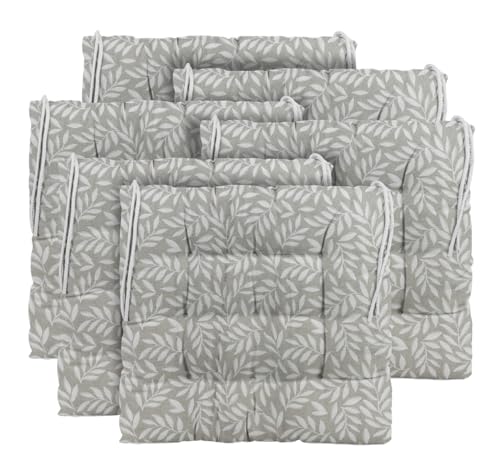 CHELY INTERMARKET Cojines Silla 40x40x7,5cm Pack 6 Unidades Relleno Mullido Rama Beige 9 Pespuntes Acolchado Exterior Interior Decorativos Suaves Estables Lavables Terraza Jardín