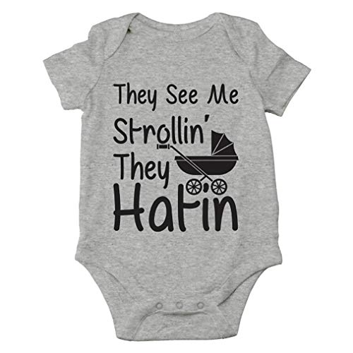 Image of AW Fashions They See Me Strolli' They Hatin Bodysuit Newborn Boy Outfits Cute Romper Baby Girl Clothes