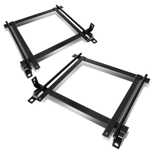 Auto Dynasty Racing Seat Bucket Bracket Compatible with 1992-2001 Honda Civic EJ EK EH Acura Integra, Low Mount Rail Track, Driver and Passenger Side, Powder Coated Black
