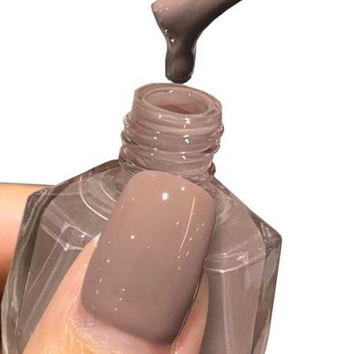 Brown Nail Polish Light brown Nail Polish Nude Nail Varnish Holographic Quick Dry Nail No UV Lamp Curing Long Lasting Chip Resistant Non-Toxic Quick Drying At Home (40#Nude)