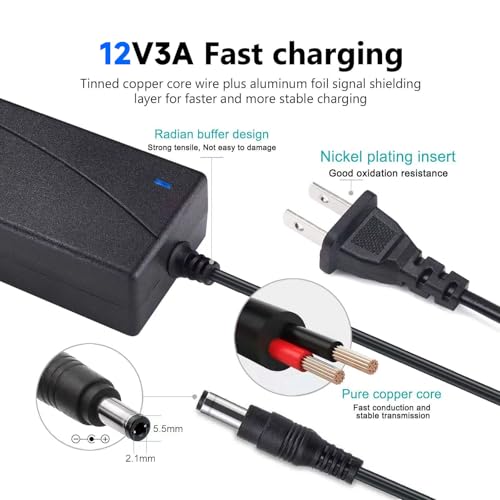 Image of Replacment for Sceptre Monitor Power Cord 12V 5A AC Adapter for Sceptre EC Series 32 inch 30 inch 27 inch 24 inch 22 inch 20 inch 19 inch 15 inch E248W E225W E205W E275W E209W Monitor Power Supply Cord Charger & More 12V 5V 4A 3A 2A