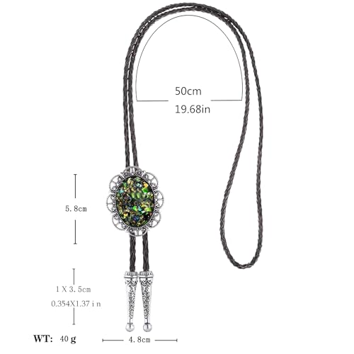 Image of Jeilwiy Bolo Tie for Men Real Stone Westwern Cowboy Ties Silver Bolos Women Leather Necktie Gift for Birthday Christmas