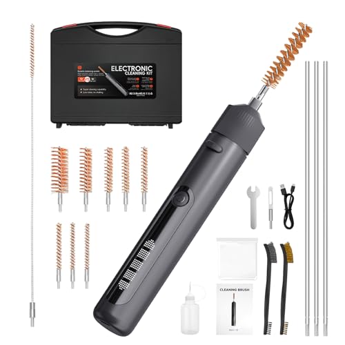 Electric Gun Cleaning Kit Brush Universal Supplies for Rifles Handgun Shotgun Pistol Airgun Cleaning Brushes with 2000mAh Rechargeable Battery All Calibers Gun Brushes Accessories Gift for Men