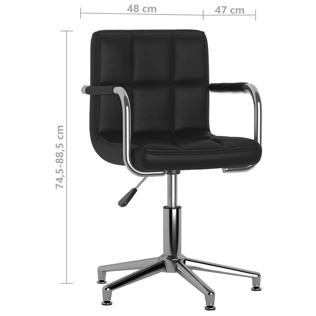 Silla de oficina giratoria negra de piel sintética, altura regulable con muelle de gas, rotación de 360°, silla de escritorio ergonómica para oficina y juegos, estructura de acero cromado