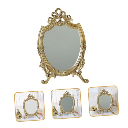 Miroir de maquillage rétro doré Cabilock en résine légère pour coiffeuse