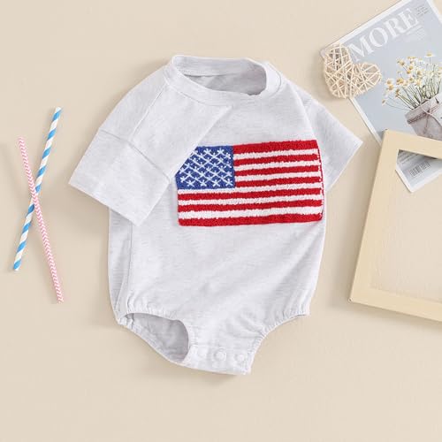 Newborn Infant Baby Girl Boy 4th of July Bubble Romper USA Letter Print Onesie Fourth of July Jumpsuit Outfits3