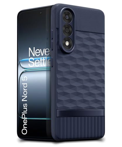 Image of WOW IMAGINE Back Cover for 1+ OnePlus Nord 5 with Hexa Cube Design | Ultra Slim Soft Rubberised Case | Inner Velvet Fabric | Matte Silicone Flexible Mobile Case | Camera Protection - Blue