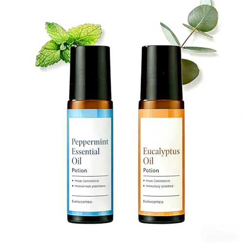 Aceite Esencial De Perfume De Aromaterapia Aromaterapia Con Menta Y Eucalipto Roll- On Juego De Aceites Esenciales En Roll-on Aliviar El Estrés Y Relajar El Cuerpo Y La Mente 2 x 10ml