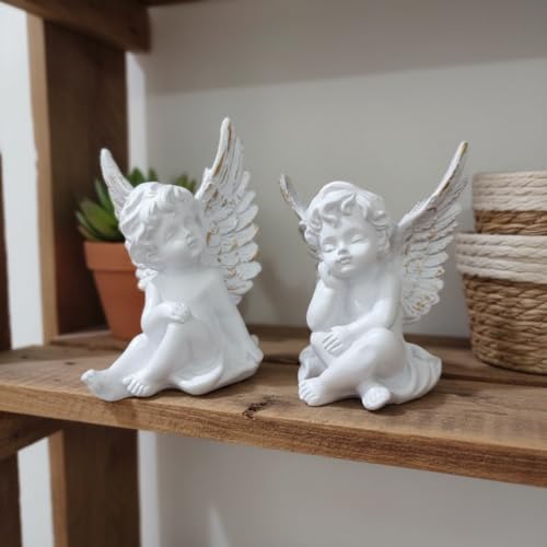 Image of Twin Baby Angels Showpiece Set of 2 - Cute Decorative Angel Figurines for Home Decor, Living Room, Bedroom & Nursery | Peaceful Spiritual Gift Set for Loved Ones