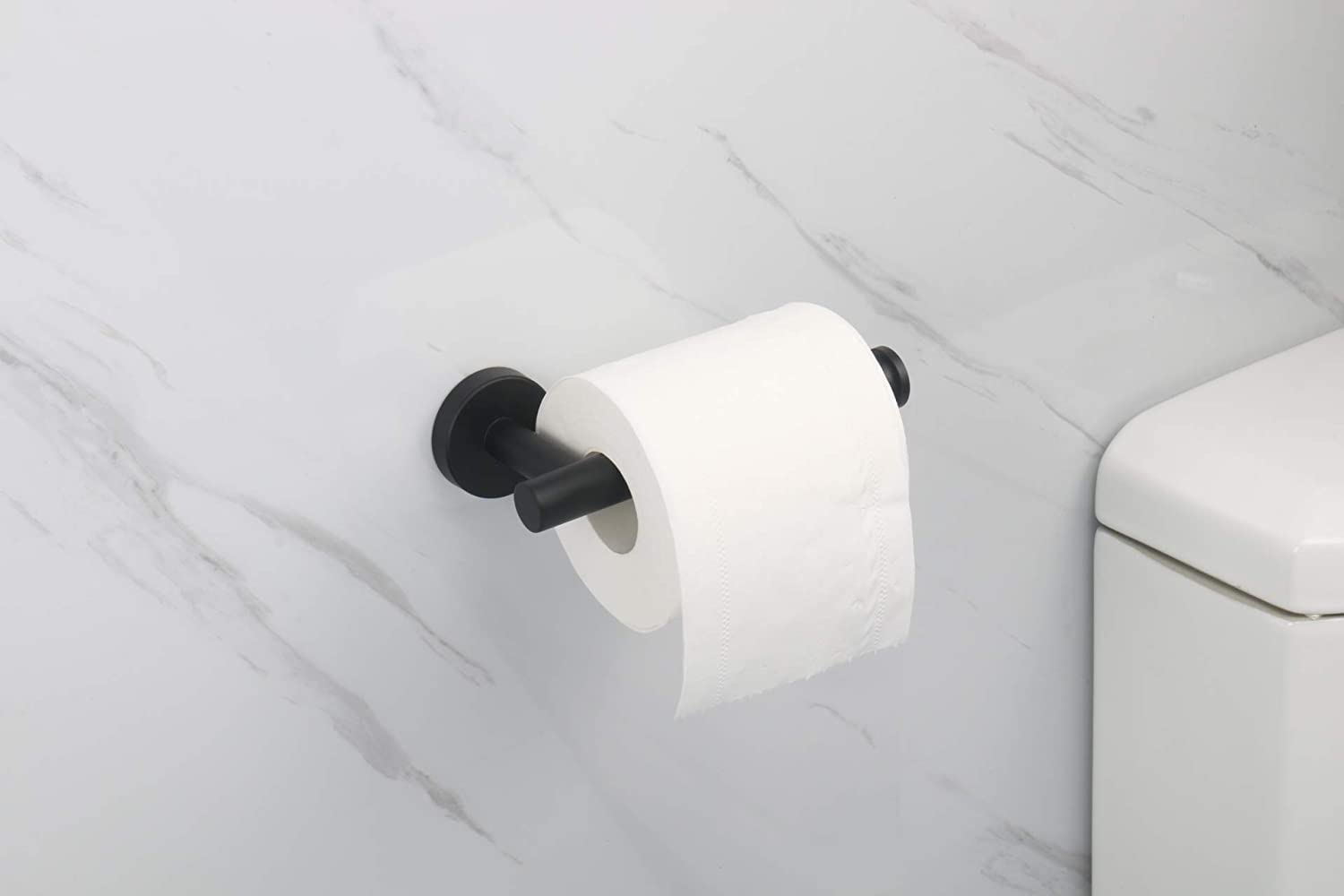 Porte Rouleaux Papier Toilette Vertical - Support Métal Noir, Avec Barre De Déchirure, Pour Salle De Bain