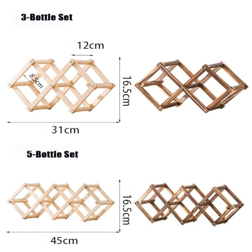 Soporte de vino plegable para 10 botellas de madera miniatura 3