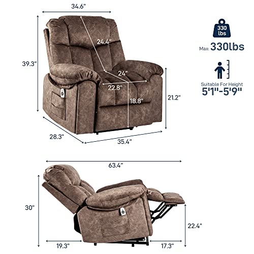 Homyedamic Power Lift Recliner Heated Massage Chair For Elderly, Electric Stand Up Hideable Cup Holders Oversized Lounge Wide Lazy Boy Ergonomic Senior Sofa For Home (Brown) #TOP1