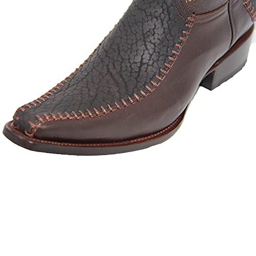 Western Shops Men’s Genuine Leather Luxury Western Bull Neck Print Cowboy Boot2