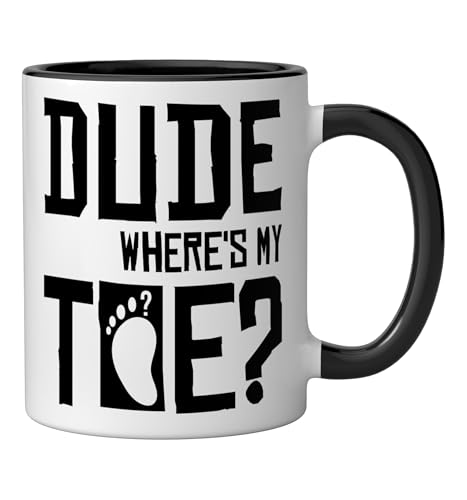 Taza cerámica humor amputación dedo negro/blanco 11 oz miniatura 2
