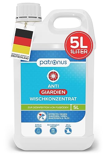 Patronus Giardien-Wischkonzentrat für Haustiere zur Desinfektion von Fußböden - 5 Liter Desinfektionsmittel zur Reinigung von Oberflächen gegen Giardien, Viren, Bakterien & Pilze
