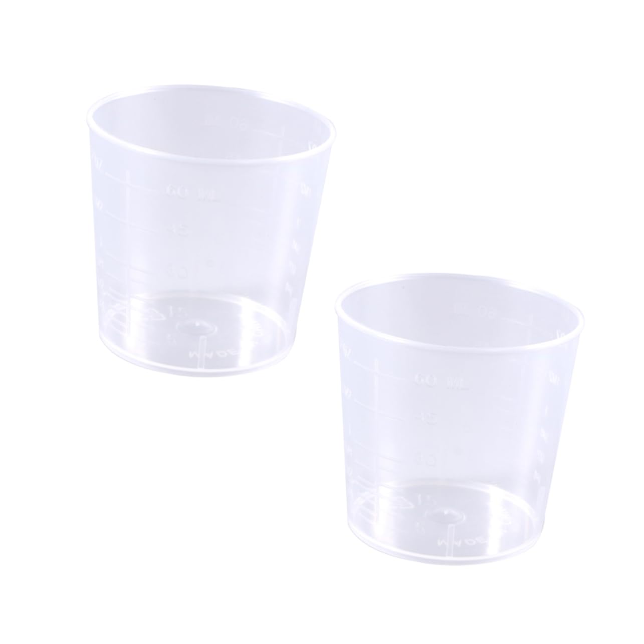 KICHOUSE 60ml Plastic Measuring Beakers 2 Pieces Heat Acid-resistant Graduated for Accurate Measurement in Lab Kitchen