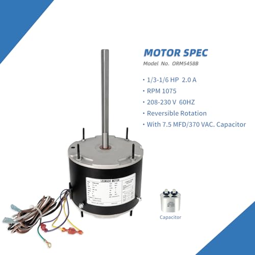 ORM5458 Condenser Fan Motor Replaces A.O. Smith Century ORM5458 1/3-1/6HP - Image 3