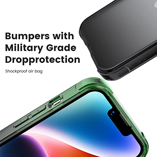 Image of Mkeke for iPhone 14 Case for iPhone 13 Case Gradient Black-Green Shockproof Bumpers Cases for iPhone 13 /14