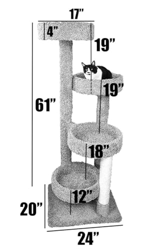 Rascador para gatos grande madera sólida 61 pulg beige miniatura 2