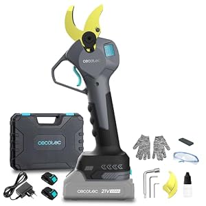 Cecotec Forbici Cesoie per Potatura Giardino Professionale TitanCut 3000. Motore Brushless 400W. Lame in Acciaio con Titanio. Rami 30mm. Display Digitale. 2 Batterie 21V Incluse. Precisione e Durata