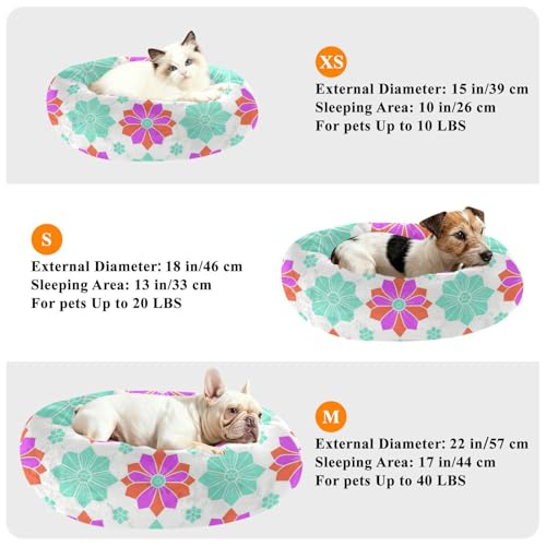 Lit pour chat et chiot moelleux fleurs turquoise et magenta format S - 8