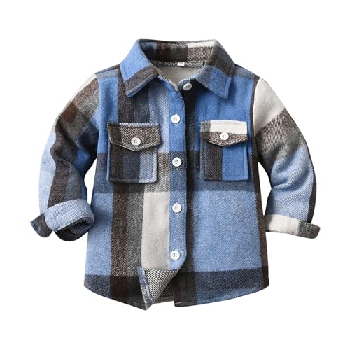 Middle And Small Children's Spring And Fall Casual Long Sleeved Milled Plaid Collar Shirt Jacket Girls Long Winter Coat