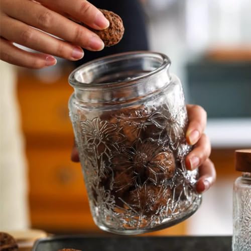 Image of ANSQU 2 Pack Vintage Glass Jars, 23.7 FL OZ Candy Jars with Lids | Coffee Canisters, Sugar Containers, Kitchen Canisters for Coffee Tea Sugar Candy Cookies, Decorative Mason Jars