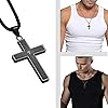 MERTTURM Stainless Steel Cross Necklace for Men, Cross Pendant Necklace with Chain 60cm, Silver/Gold/Black Necklace, Gift for Birthday/Christmas/Easter/Thanksgiving Day(lightfast & sweatproof) #1
