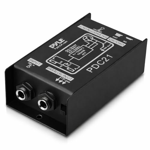 Pyle Passive DI Box mit Ground Lift, Direct Injection Box Gitarre, Bass & Keyboard, 6,3 mm Klinke, Störungsfreie Signalübertragung, Brumm-Unterdrückung, Robustes Metallgehäuse für Bühne & Studio