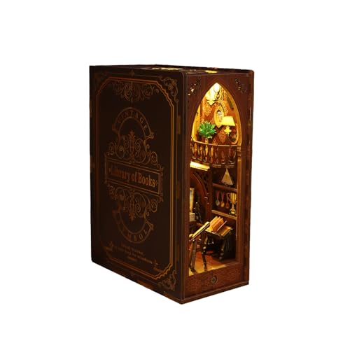 Kit DIY Book Nook Com Capa contra Poeira, Kit de Casa de Bonecas Em Miniatura DIY Bookends, Kit de M