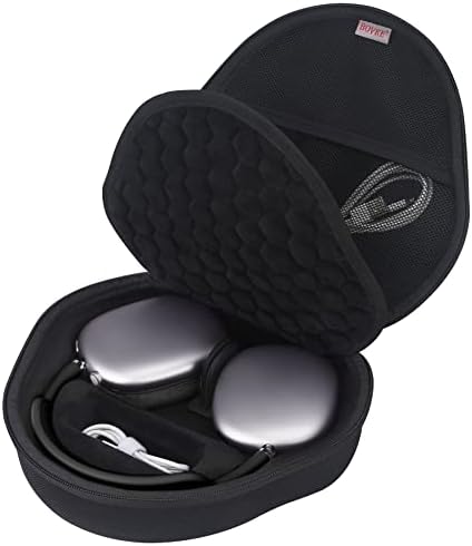 BOVKE Hard Case with Sleep Mode for Apple AirPods Max 2 / AirPods Max Wireless Over-Ear Headphones, AirPods Max 2 / Max Portable Smart Travel Holder, Mesh Pocket for Headphones Accessories, Black
