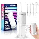 Portable Mini Water Dental Flosser for Teeth Cleaning Travel Oral Irrigator with Telescopic Water Tank,4 Modes IPX7 Waterproof Design - Perfect...