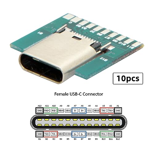 CY Connector 10pcs USB-C Receptacle DIY 24pin USB 3.1 Type C Female Socket Connector SMT type with PC Board - Image 2
