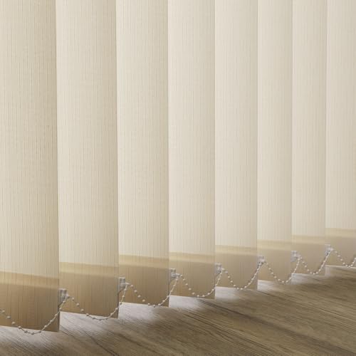 Cordless Custom No Drill Vertical Blinds for Sliding Doors, Room Divider, Window Blinds, Blinds for Sliding Glass Doors, Temporary Wall, Closet Curtain, Privacy and Filter Light, Woven Sand Beige