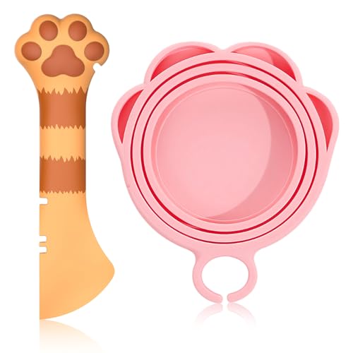 Kerros Cat Food Can Covers Lids & Cat Food Spoon