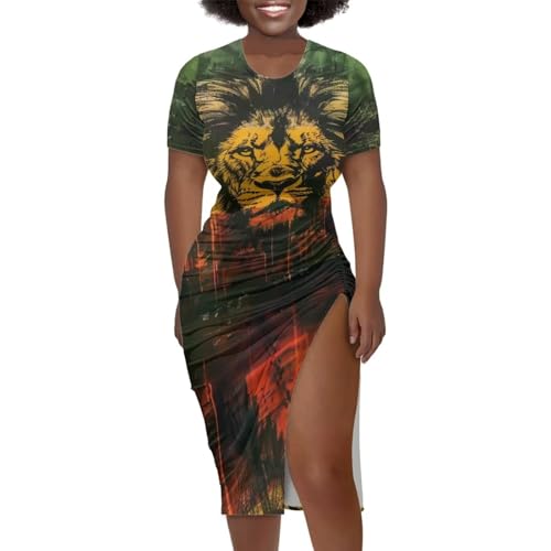 Image of Short Sleeve Dress for Women,Sexy Bodycon Dress,Plus Size Slit Dress,String Design s-4xl