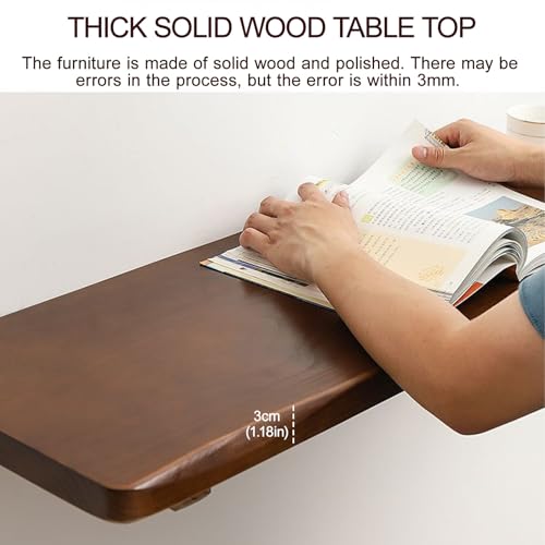 Bureau pliant mural bois massif LWX, solution pour petits appartements