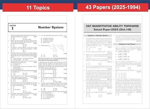 Image of Disha 43 Topic-wise CAT Quantitative Ability (QA) Previous Year Solved Papers (2025 - 1994) 19th edition | Previous Year Questions PYQs for CAT 2026