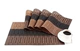 GEFEII Exquisite Bamboo PVC Placemats Woven Vinyl Non-Slip Kitchen Place Mats for Dining Wedding Par