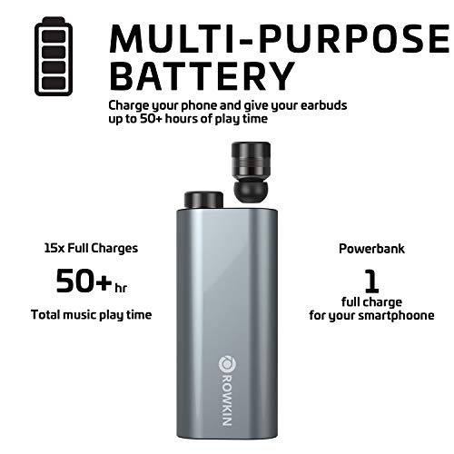 Rowkin Bit Charge Touch Control True Wireless Earbuds Headphones: 50+ Hours Bluetooth 5 Smallest Earphones