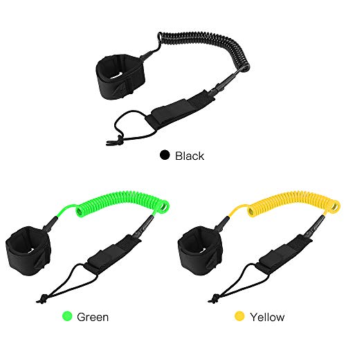 Leeofty 10FT Surf Coiled Leash Prancha Legrope Suave Aço Giratória Surf Perna SUP Paddleboard Corda