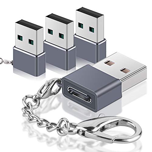 USB C Female to USB Male Adapter (4 Pack),Type C to USB A Charger Chain Adapter for iPhone 11 Pro Max,Airpods iPad,Samsung Galaxy Note 10 S20 Plus 20 S20+ 20+ Ultra A71,Google Pixel 4 4a 3 3A 2 XL