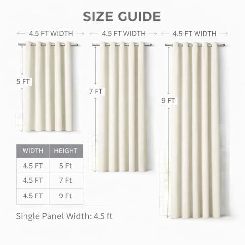 Image of Blackout Curtains for Bedroom Pack of 2 - Cream 5 Feet Long, 4.5 Ft Wide, Thermal Insulated Room Darkening Curtains, Light Blocking, Noise Reducing & Energy Saving Drapes (5 x 4.5 Ft)