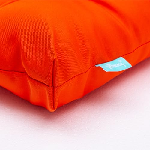 Image of QILLOWAY Outdoor Wicker Cushion Set of 5 - Waterproof Fade Resistant Patio Furniture Cushions, Loveseat 2 U-Shape 2 Lumbar Pillows for Porch, Bench, Backyard, Garden, Orange