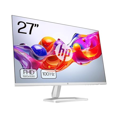 HP 527sw- Monitor de 27' FHD (1920x1080, IPS, 100 Hz, 5ms, 99% sRGB, 300 Nits, Contraste 1500:1) Blanco con Soporte Plateado