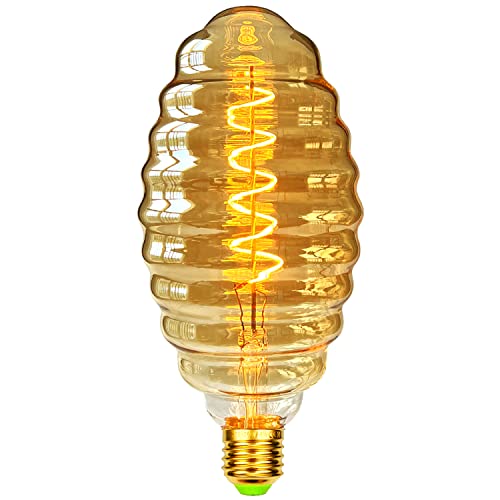 TIANFAN Bombillas Led φ95mm Muñeca Vintage Bombilla 4W Filamento Espiral Regulable Bombilla Edison Gigante 220-240V E27 Bombilla Decorativa Especial Dorado
