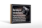 Femer Cartel de madera con texto en alemán 'Das Leben ist wie eine Kamera Deko Schild